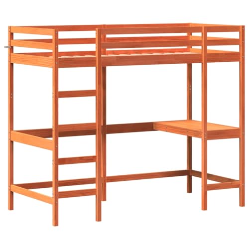 HEFZGDB Hochbett mit Schreibtisch Wachsbraun 90x200cm Massivholz Kiefer Single Bed Gästebett Doppelbett Bettrahmen für Herberge Schlafzimmer Gästezimmer Wohnbereich HEFZGDB Hochbett mit Schreibtisch Wachsbraun 90x200cm Massivholz Kiefer Single Bed Gästebett Doppelbett Bettrahmen für Herberge Schlafzimmer Gästezimmer Wohnbereich von HEFZGDB
