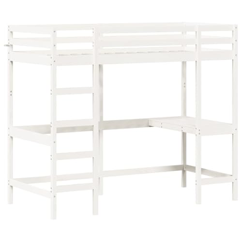 HEFZGDB Hochbett mit Schreibtisch Weiß 90x190 cm Massivholz Kiefer Single Bed Gästebett Doppelbett Bettrahmen für Herberge Schlafzimmer Gästezimmer Wohnbereich HEFZGDB Hochbett mit Schreibtisch Weiß 90x190 cm Massivholz Kiefer Single Bed Gästebett Doppelbett Bettrahmen für Herberge Schlafzimmer Gästezimmer Wohnbereich von HEFZGDB