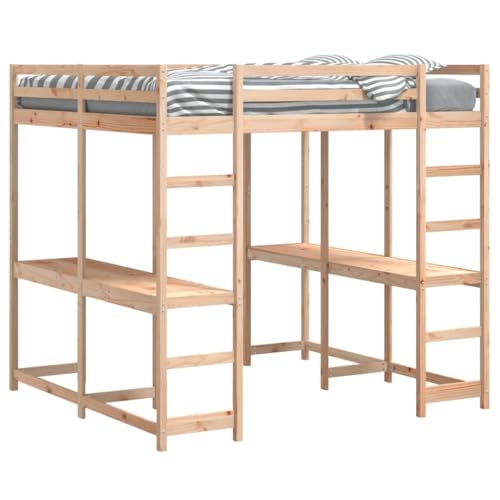 HEFZGDB Hochbett mit Schreibtisch & Leiter 140x200 cm Massivholz Kiefer Single Bed Bed Frame Familienbett Einzelbett für Gästezimmer Wohnbereich Schlafzimmer Herberge HEFZGDB Hochbett mit Schreibtisch & Leiter 140x200 cm Massivholz Kiefer Single Bed Bed Frame Familienbett Einzelbett für Gästezimmer Wohnbereich Schlafzimmer Herberge von HEFZGDB