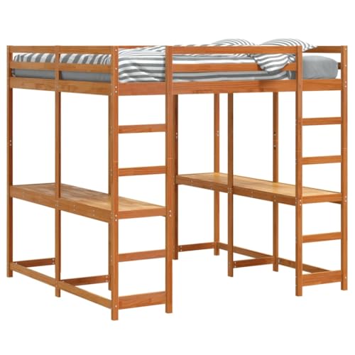HEFZGDB Hochbett mit Schreibtisch & Leiter Braun 140x200 cm Kiefernholz Single Bed Bed Frame Familienbett Einzelbett für Gästezimmer Wohnbereich Schlafzimmer Herberge HEFZGDB Hochbett mit Schreibtisch & Leiter Braun 140x200 cm Kiefernholz Single Bed Bed Frame Familienbett Einzelbett für Gästezimmer Wohnbereich Schlafzimmer Herberge von HEFZGDB