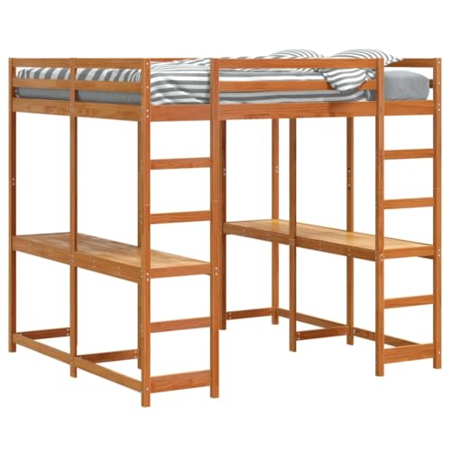 HEFZGDB Hochbett mit Schreibtisch & Leiter Braun 160x200 cm Kiefernholz Single Bed Bed Frame Familienbett Einzelbett für Gästezimmer Wohnbereich Schlafzimmer Herberge HEFZGDB Hochbett mit Schreibtisch & Leiter Braun 160x200 cm Kiefernholz Single Bed Bed Frame Familienbett Einzelbett für Gästezimmer Wohnbereich Schlafzimmer Herberge von HEFZGDB