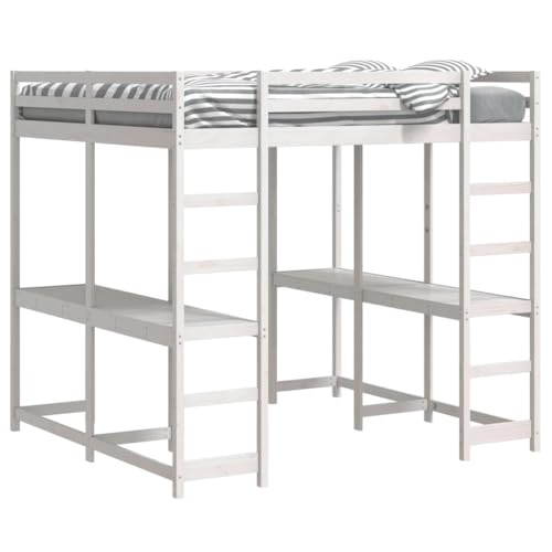 HEFZGDB Hochbett mit Schreibtisch & Leiter Weiß 140x200 cm Kiefernholz Single Bed Bed Frame Familienbett Einzelbett für Gästezimmer Wohnbereich Schlafzimmer Herberge HEFZGDB Hochbett mit Schreibtisch & Leiter Weiß 140x200 cm Kiefernholz Single Bed Bed Frame Familienbett Einzelbett für Gästezimmer Wohnbereich Schlafzimmer Herberge von HEFZGDB