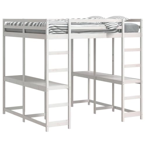 HEFZGDB Hochbett mit Schreibtisch & Leiter Weiß 180x200 cm Kiefernholz Single Bed Bed Frame Familienbett Einzelbett für Gästezimmer Wohnbereich Schlafzimmer Herberge HEFZGDB Hochbett mit Schreibtisch & Leiter Weiß 180x200 cm Kiefernholz Single Bed Bed Frame Familienbett Einzelbett für Gästezimmer Wohnbereich Schlafzimmer Herberge von HEFZGDB