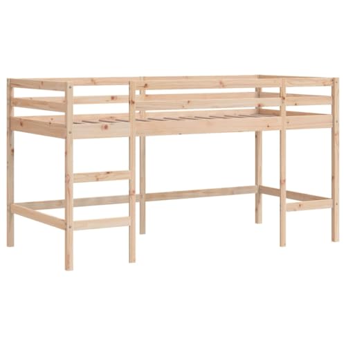 HEFZGDB Kinderhochbett mit Leiter 90x200 cm Massivholz Kiefer Single Bed Bettgestell Einzelbetten Einzelbett für Gästezimmer Herberge Wohnbereich Schlafzimmer von HEFZGDB