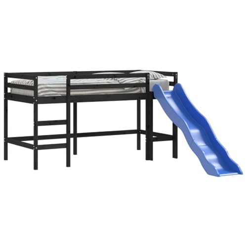 HEFZGDB Kinderhochbett mit Rutsche Schwarz 80x200 cm Massivholz Kiefer Bette Gästebett Bettgestell Bettrahmen für Wohnbereich Schlafzimmer Herberge Gästezimmer HEFZGDB Kinderhochbett mit Rutsche Schwarz 80x200 cm Massivholz Kiefer Bette Gästebett Bettgestell Bettrahmen für Wohnbereich Schlafzimmer Herberge Gästezimmer von HEFZGDB
