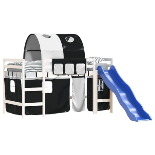HEFZGDB Kinderhochbett mit Tunnel Weiß & Schwarz 90x200 cm Kiefernholz Ehebett Gästebett Familienbett Single Bed für Wohnbereich Herberge Schlafzimmer Gästezimmer HEFZGDB Kinderhochbett mit Tunnel Weiß & Schwarz 90x200 cm Kiefernholz Ehebett Gästebett Familienbett Single Bed für Wohnbereich Herberge Schlafzimmer Gästezimmer von HEFZGDB