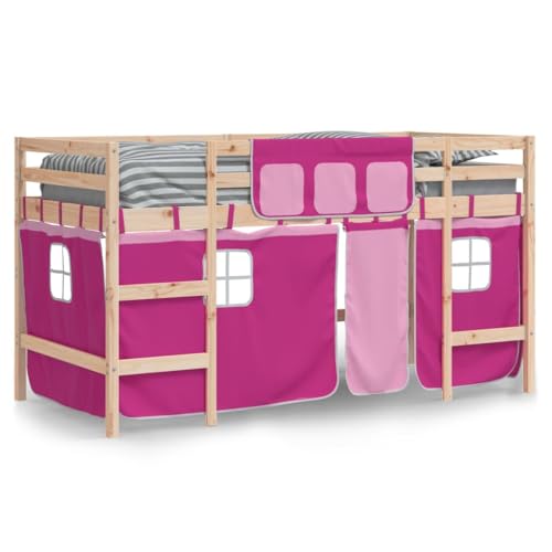 HEFZGDB Kinderhochbett mit Vorhängen Rosa 90x190 cm Massivholz Kiefer Bette Gästebett Bed Frame Doppelbett für Gästezimmer Schlafzimmer Wohnbereich Herberge HEFZGDB Kinderhochbett mit Vorhängen Rosa 90x190 cm Massivholz Kiefer Bette Gästebett Bed Frame Doppelbett für Gästezimmer Schlafzimmer Wohnbereich Herberge von HEFZGDB