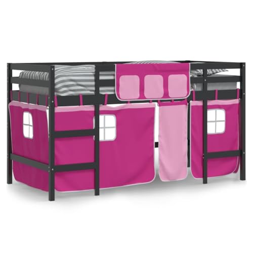 HEFZGDB Kinderhochbett mit Vorhängen Rosa 90x200 cm Massivholz Kiefer Bette Gästebett Bed Frame Doppelbett für Gästezimmer Schlafzimmer Wohnbereich Herberge HEFZGDB Kinderhochbett mit Vorhängen Rosa 90x200 cm Massivholz Kiefer Bette Gästebett Bed Frame Doppelbett für Gästezimmer Schlafzimmer Wohnbereich Herberge von HEFZGDB