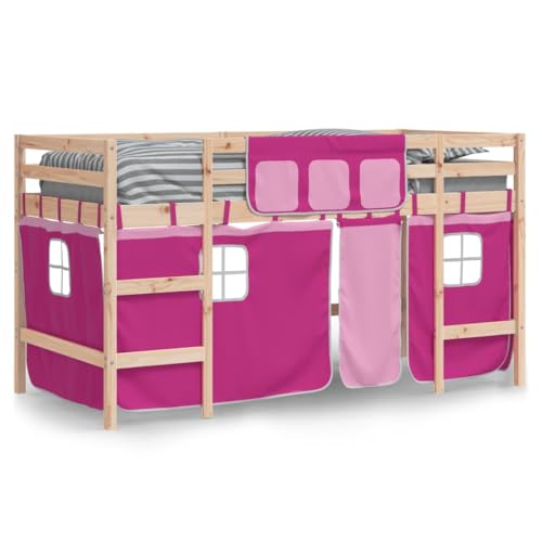 HEFZGDB Kinderhochbett mit Vorhängen Rosa 90x200 cm Massivholz Kiefer Bette Gästebett Bed Frame Doppelbett für Gästezimmer Schlafzimmer Wohnbereich Herberge HEFZGDB Kinderhochbett mit Vorhängen Rosa 90x200 cm Massivholz Kiefer Bette Gästebett Bed Frame Doppelbett für Gästezimmer Schlafzimmer Wohnbereich Herberge von HEFZGDB