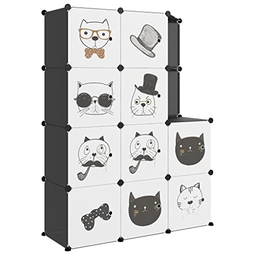 HEFZGDB Kinderschrank Modular mit 10 Würfeln Schwarz PP Aufbewahrungsschrank Mehrzweckschrank Shoe Rack Schuhregale für Wohnbereich Eingangshalle Schlafzimmer Schlafsaal von HEFZGDB