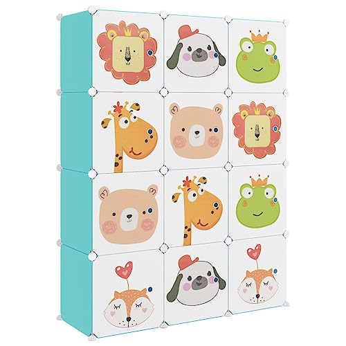 HEFZGDB Kinderschrank Modular mit 12 Würfeln Grün PP Aufbewahrungsschrank Mehrzweckschrank Shoe Rack Schuhregale für Wohnbereich Eingangshalle Schlafzimmer Schlafsaal von HEFZGDB