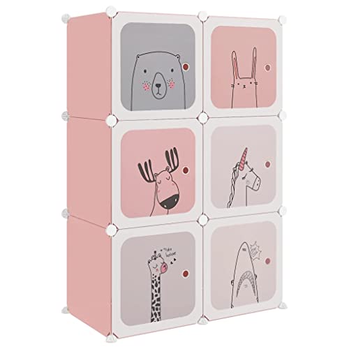 HEFZGDB Kinderschrank Modular mit 6 Würfeln Rosa PP Aufbewahrungsschrank Mehrzweckschrank Shoe Rack Schuhregale für Wohnbereich Eingangshalle Schlafzimmer Schlafsaal von HEFZGDB