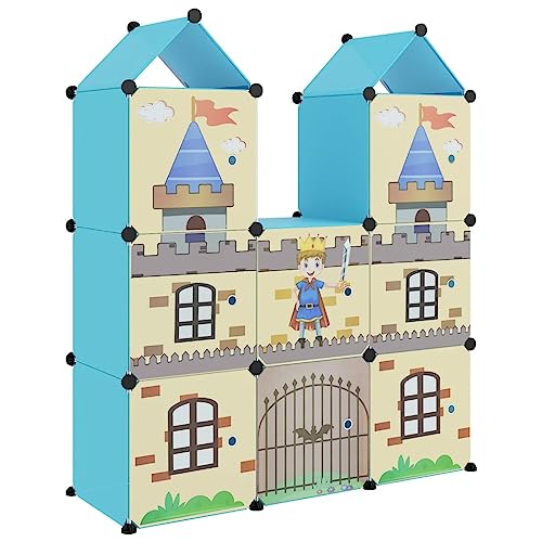 HEFZGDB Kinderschrank Modular mit 8 Würfeln Blau PP Aufbewahrungsschrank Mehrzweckschrank Shoe Rack Schuhregale für Wohnbereich Eingangshalle Schlafzimmer Schlafsaal von HEFZGDB