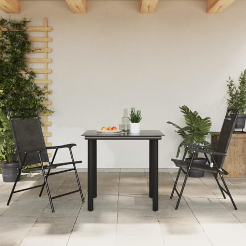 HEFZGDB Klappbare Gartenstühle 2 STK. Graumeliert Stahl und Textilene Balkonstuhl Gartenstühle Camping Chair Seselstuhl Wohnzimmer für Garten Innenhof Parks Balkon von HEFZGDB