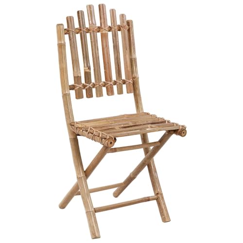 HEFZGDB Klappbare Gartenstühle 2 STK. mit Kissen Bambus Schtul Gartenstühle Essstühle Loungesessel Wohnzimmer für Balkon Innenhof Garten Parks von HEFZGDB