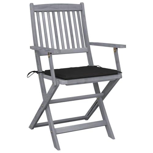 HEFZGDB Klappbare Gartenstühle 2 STK. mit Sitzkissen Massivholz Akazie Kleiner Hocker Gartenstuhl Camping Chair Gartensessel für Balkon Garten Innenhof Parks von HEFZGDB