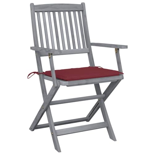 HEFZGDB Klappbare Gartenstühle 2 STK. mit Sitzkissen Massivholz Akazie Kleiner Hocker Gartenstuhl Camping Chair Gartensessel für Balkon Garten Innenhof Parks von HEFZGDB