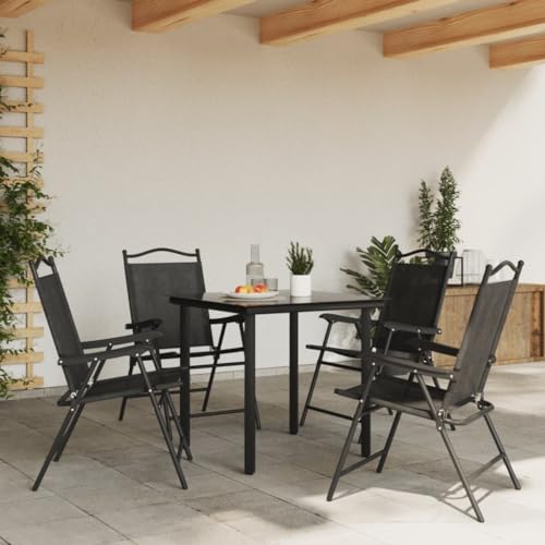 HEFZGDB Klappbare Gartenstühle 4 STK. Graumeliert Stahl und Textilene Balkon Stühle Campingstuhl Gartenstühle Kleiner Sessel für Garten Terrasse Balkon Parks von HEFZGDB