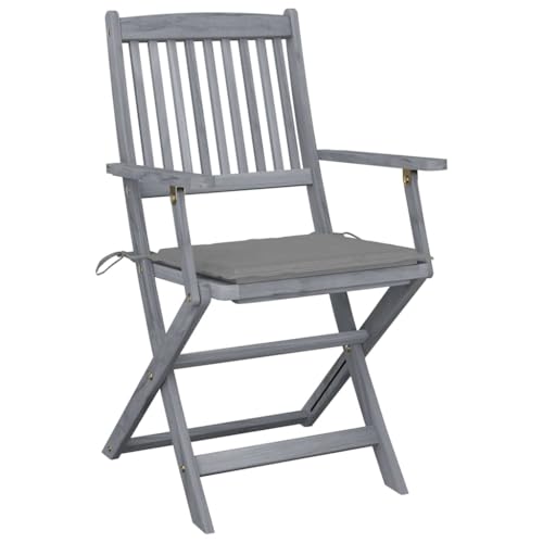 HEFZGDB Klappbare Gartenstühle 4 STK. mit Sitzkissen Massivholz Akazie Kleiner Hocker Gartenstuhl Camping Chair Gartensessel für Balkon Garten Innenhof Parks von HEFZGDB
