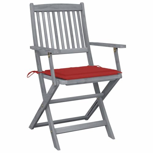 HEFZGDB Klappbare Gartenstühle 4 STK. mit Sitzkissen Massivholz Akazie Kleiner Hocker Gartenstuhl Camping Chair Gartensessel für Balkon Garten Innenhof Parks von HEFZGDB