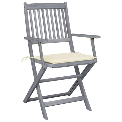 HEFZGDB Klappbare Gartenstühle 4 STK. mit Sitzkissen Massivholz Akazie Kleiner Hocker Gartenstuhl Camping Chair Gartensessel für Balkon Garten Innenhof Parks von HEFZGDB