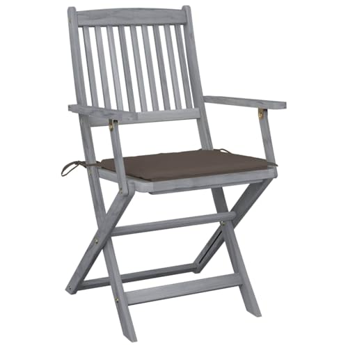 HEFZGDB Klappbare Gartenstühle 4 STK. mit Sitzkissen Massivholz Akazie Kleiner Hocker Gartenstuhl Camping Chair Gartensessel für Balkon Garten Innenhof Parks von HEFZGDB