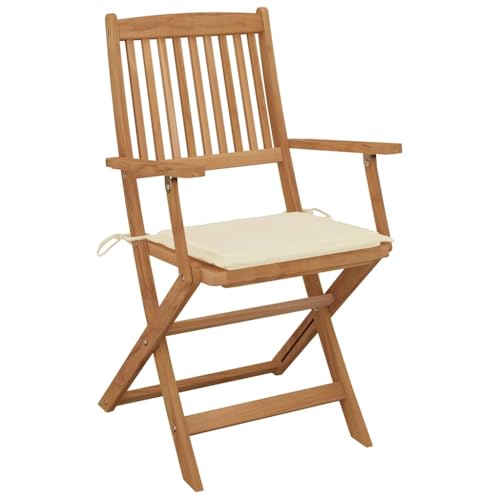 HEFZGDB Klappbare Gartenstühle 6 STK. mit Kissen Massivholz Akazie Campinghocker Campingstuhl Gartenstuhl Kleiner Hocker für Balkon Parks Innenhof Terrasse von HEFZGDB