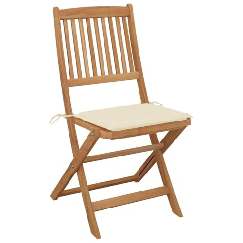HEFZGDB Klappbare Gartenstühle 6 STK. mit Kissen Massivholz Akazie Campinghocker Campingstuhl Gartenstuhl Kleiner Hocker für Balkon Parks Innenhof Terrasse von HEFZGDB