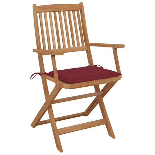 HEFZGDB Klappbare Gartenstühle 6 STK. mit Kissen Massivholz Akazie Campinghocker Campingstuhl Gartenstuhl Kleiner Hocker für Balkon Parks Innenhof Terrasse von HEFZGDB
