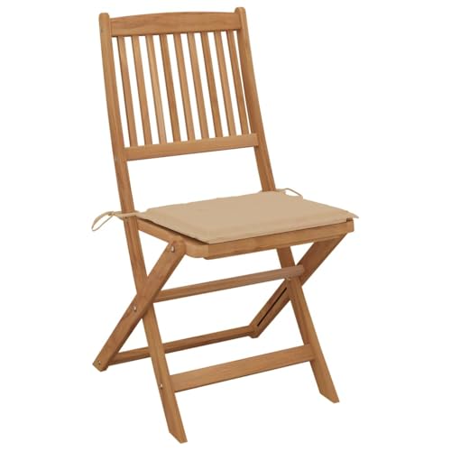 HEFZGDB Klappbare Gartenstühle 6 STK. mit Kissen Massivholz Akazie Campinghocker Campingstuhl Gartenstuhl Kleiner Hocker für Balkon Parks Innenhof Terrasse von HEFZGDB