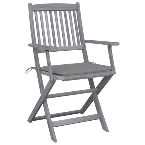 HEFZGDB Klappbare Gartenstühle 6 STK. mit Sitzkissen Massivholz Akazie Kleiner Hocker Gartenstuhl Camping Chair Gartensessel für Balkon Garten Innenhof Parks von HEFZGDB