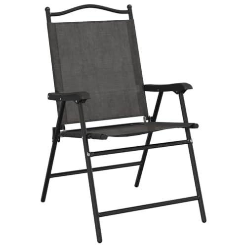 HEFZGDB Klappbare Gartenstühle 8 STK. Graumeliert Stahl und Textilene Balkon Stühle Campingstuhl Gartenstühle Kleiner Sessel für Garten Terrasse Balkon Parks von HEFZGDB