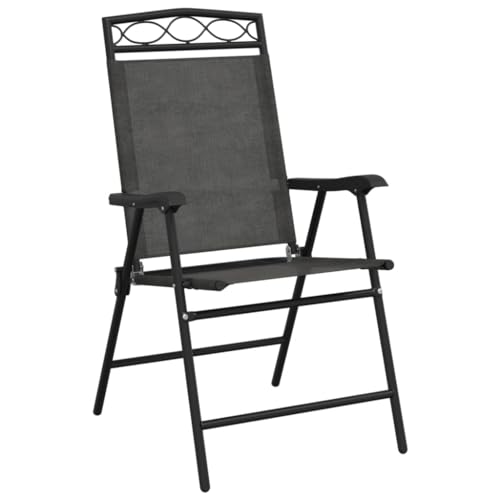 HEFZGDB Klappbare Gartenstühle 8 STK. Graumeliert Stahl und Textilene Balkonstuhl Gartenstühle Camping Chair Seselstuhl Wohnzimmer für Garten Innenhof Parks Balkon von HEFZGDB