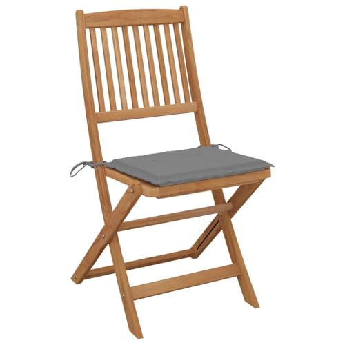 HEFZGDB Klappbare Gartenstühle 8 STK. mit Kissen Massivholz Akazie Campinghocker Campingstuhl Gartenstuhl Kleiner Hocker für Balkon Parks Innenhof Terrasse von HEFZGDB
