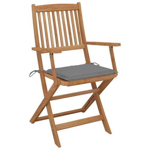 HEFZGDB Klappbare Gartenstühle 8 STK. mit Kissen Massivholz Akazie Campinghocker Campingstuhl Gartenstuhl Kleiner Hocker für Balkon Parks Innenhof Terrasse von HEFZGDB