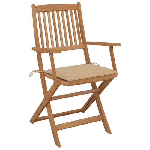 HEFZGDB Klappbare Gartenstühle 8 STK. mit Kissen Massivholz Akazie Campinghocker Campingstuhl Gartenstuhl Kleiner Hocker für Balkon Parks Innenhof Terrasse von HEFZGDB
