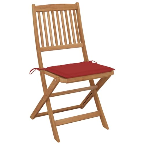 HEFZGDB Klappbare Gartenstühle 8 STK. mit Kissen Massivholz Akazie Campinghocker Campingstuhl Gartenstuhl Kleiner Hocker für Balkon Parks Innenhof Terrasse von HEFZGDB