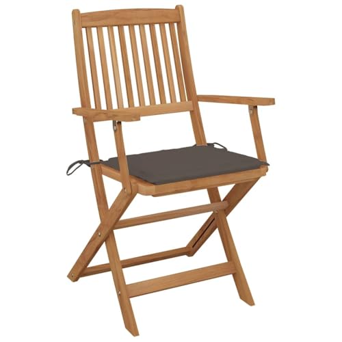 HEFZGDB Klappbare Gartenstühle 8 STK. mit Kissen Massivholz Akazie Campinghocker Campingstuhl Gartenstuhl Kleiner Hocker für Balkon Parks Innenhof Terrasse von HEFZGDB