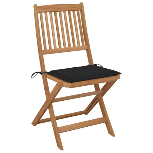 HEFZGDB Klappbare Gartenstühle 8 STK. mit Kissen Massivholz Akazie Campinghocker Campingstuhl Gartenstuhl Kleiner Hocker für Balkon Parks Innenhof Terrasse von HEFZGDB