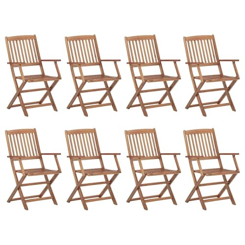 HEFZGDB Klappbare Gartenstühle mit Kissen 8 STK. Massivholz Akazie Balkonstuhl Campingstuhl Camping Chair Gartensessel für Parks Garten Innenhof Balkon von HEFZGDB