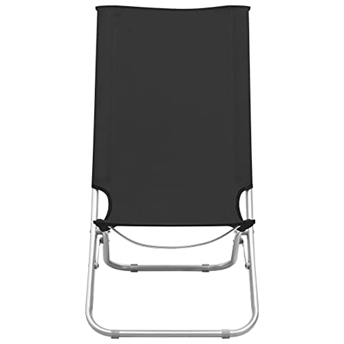 HEFZGDB Klappbare Strandstühle 2 STK. Schwarz Stoff Campinghocker Campingstuhl Camping Chair Armlehnstuhl für Garten Terrasse Innenhof Parks von HEFZGDB
