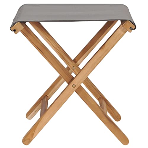 HEFZGDB Klappstühle 2 STK. Teak Massivholz und Stoff Dunkelgrau Essstuhl Loungesessel Wohnzimmer Camping Chair Gartensessel für Terrasse Parks Innenhof Garten von HEFZGDB