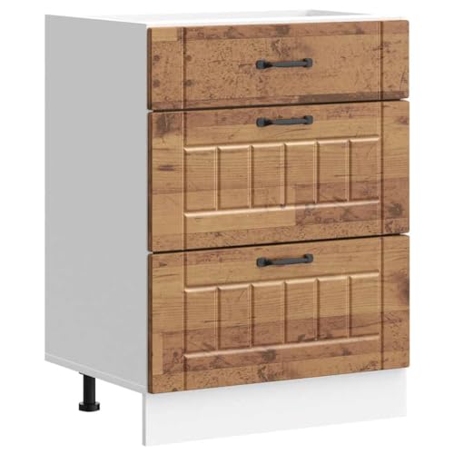 HEFZGDB Küchen-Unterschrank Lucca Altholz-Optik Holzwerkstoff Badschrank Küchenzeile Küchenmöbel Einzelteile Mehrzweckschrank für Küche Wohnbereich Speisesaal Badezimmer von HEFZGDB