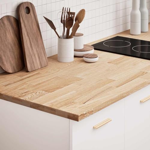 HEFZGDB Küchenarbeitsplatte 300x63,5x2,7 cm Massivholz Eiche Rechteckig Study Table Arbeitsplatte Küchenarbeitsplatte Bürotisch für Küche Büro Studienraum Konferenzraum von HEFZGDB