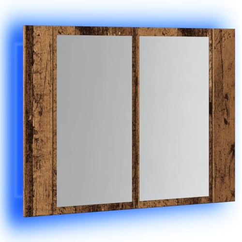 HEFZGDB LED-Spiegelschrank Altholz-Optik 60x12x45 cm Holzwerkstoff Sideboard Schuhschrank Medizinschrank Badezimmerunterschrank für Wohnbereich Küche Toilette Badezimmer von HEFZGDB