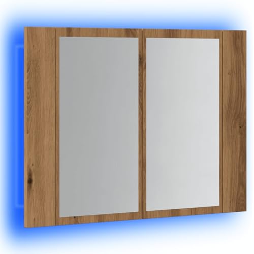 HEFZGDB LED-Spiegelschrank Artisan-Eiche 60x12x45 cm Holzwerkstoff Sideboard Schuhschrank Medizinschrank Badezimmerunterschrank für Wohnbereich Küche Toilette Badezimmer von HEFZGDB