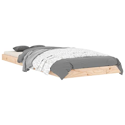 HEFZGDB Massivholzbett 75x190 cm Kiefer Jugendbett Bettgestell Familienbett Doppelbett für Gästezimmer Herberge Wohnbereich Schlafzimmer von HEFZGDB