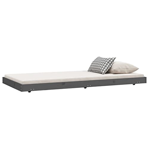 HEFZGDB Massivholzbett Grau 75x190 cm Kiefer Daybed Gästebett Bed Frame Bettrahmen für Herberge Schlafzimmer Gästezimmer Wohnbereich HEFZGDB Massivholzbett Grau 75x190 cm Kiefer Daybed Gästebett Bed Frame Bettrahmen für Herberge Schlafzimmer Gästezimmer Wohnbereich von HEFZGDB