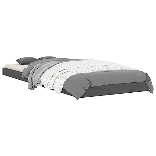 HEFZGDB Massivholzbett Grau 75x190 cm Kiefer Jugendbett Bettgestell Familienbett Doppelbett für Gästezimmer Herberge Wohnbereich Schlafzimmer HEFZGDB Massivholzbett Grau 75x190 cm Kiefer Jugendbett Bettgestell Familienbett Doppelbett für Gästezimmer Herberge Wohnbereich Schlafzimmer von HEFZGDB