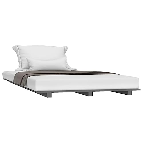 HEFZGDB Massivholzbett Grau 90x200 cm Kiefer Ehebett Gästebett Bed Frame Single Bed für Schlafzimmer Herberge Gästezimmer Wohnbereich von HEFZGDB